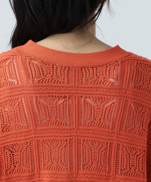 BAYFLOW（ベイフロー）の「透かしモチーフカーディガン（カーディガン/ボレロ・レディース・アイボリー/ブラウン/オレンジ・FREE）」の18枚目の写真