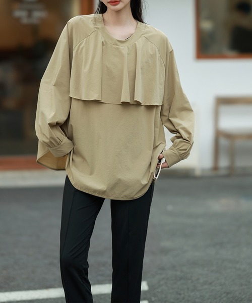 TeddyShop(テディショップ)の「【UVカット率 99%以上】レディース水着 2WAYフリルラッシュガードトップス+スリットボトムス 上下2点セット(ラッシュガード・レディース・ブラック/ベージュ/ブラウン/ネイビー・M/L)」の12枚目の写真