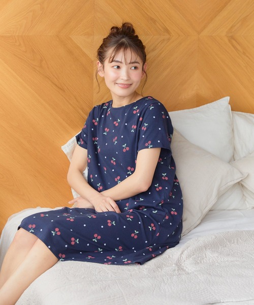 Days（デイズ）の「【LAFUKU】フルーツプリントワンピース（ラフク）（ワンピース・レディース・ブルー/グレイッシュブルー/ネイビー/イエロー/オレンジ/ピンク・M/L/LL）」の9枚目の写真
