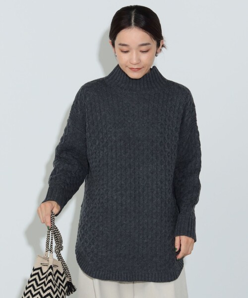 BEAMS HEART ツイードニット FREEサイズ BEAMS HEART（ビームス ハート）ジャカード チェック柄 ニット