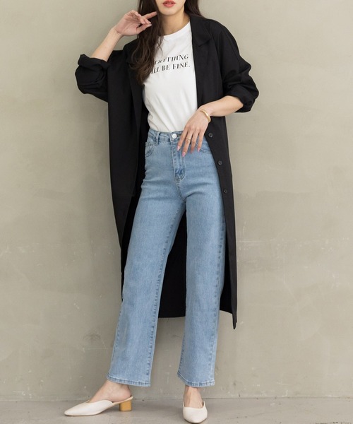 DAY CLOSET(デイ クローゼット)の「レディース 2WAYロングシャツワンピース+ベルト 2点セット(シャツワンピース・レディース・ブラック/グレイッシュベージュ・XS/S/M/L)」の14枚目の写真