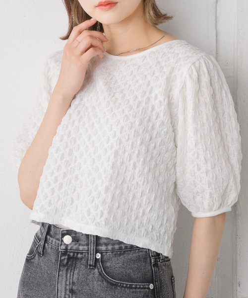 RETRO GIRL(レトロガール)の「2WAYシャーリングカットTee(Tシャツ/カットソー・レディース・グリーン/ホワイト/ピンク・FREE)」の1枚目の写真