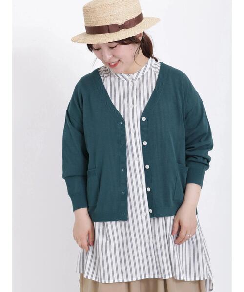 Samansa Mos2（サマンサ モスモス）の「【マシンウォッシャブル】リネンタッチVネックカーディガン（カーディガン/ボレロ・レディース・グリーン/キナリ/ネイビー/パープル・F）」の5枚目の写真