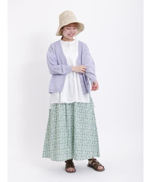 Samansa Mos2（サマンサ モスモス）の「【マシンウォッシャブル】リネンタッチVネックカーディガン（カーディガン/ボレロ・レディース・グリーン/キナリ/ネイビー/パープル・F）」の9枚目の写真