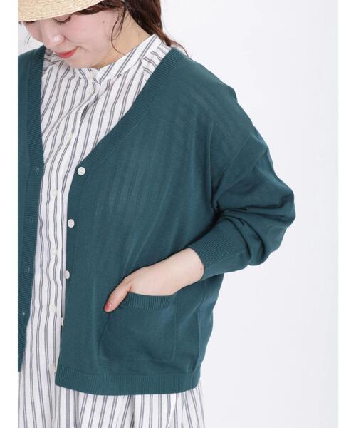 Samansa Mos2（サマンサ モスモス）の「【マシンウォッシャブル】リネンタッチVネックカーディガン（カーディガン/ボレロ・レディース・グリーン/キナリ/ネイビー/パープル・F）」の14枚目の写真