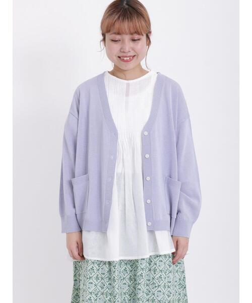 Samansa Mos2（サマンサ モスモス）の「【マシンウォッシャブル】リネンタッチVネックカーディガン（カーディガン/ボレロ・レディース・グリーン/キナリ/ネイビー/パープル・F）」の18枚目の写真