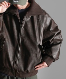 Java | 《Javaジャバコラボ》こだわりヴィンテージライク。リブタートルカラーレザージャケット(ブルゾン)