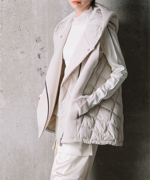 MARECHAL TERRE（マルシャルテル）の「ダウンパーカーベスト（ダウンベスト・レディース・ブラック系/サンドベージュ/ネイビー/ブラック・MEDIUM）」の3枚目の写真