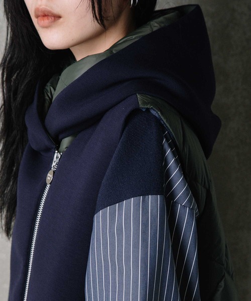 MARECHAL TERRE（マルシャルテル）の「ダウンパーカーベスト（ダウンベスト・レディース・ブラック系/サンドベージュ/ネイビー/ブラック・MEDIUM）」の14枚目の写真