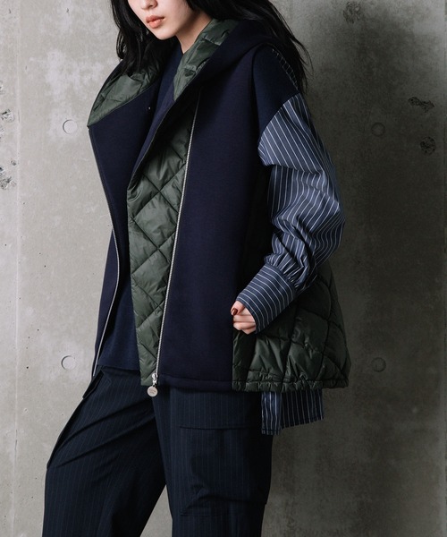 MARECHAL TERRE（マルシャルテル）の「ダウンパーカーベスト（ダウンベスト・レディース・ブラック系/サンドベージュ/ネイビー/ブラック・MEDIUM）」の13枚目の写真