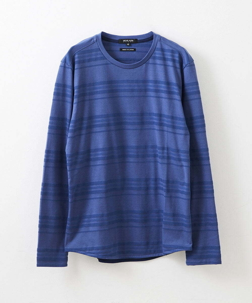 MICHEL KLEIN HOMME (ミッシェルクランオム)の「《日本製》ボーダークルーネックカットソー(Tシャツ/カットソー・メンズ・パープル/ホワイト/ブラック・X-LARGE/MEDIUM/LARGE)」の3枚目の写真