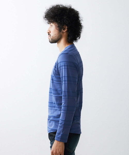 MICHEL KLEIN HOMME (ミッシェルクランオム)の「《日本製》ボーダークルーネックカットソー(Tシャツ/カットソー・メンズ・パープル/ホワイト/ブラック・X-LARGE/MEDIUM/LARGE)」の7枚目の写真