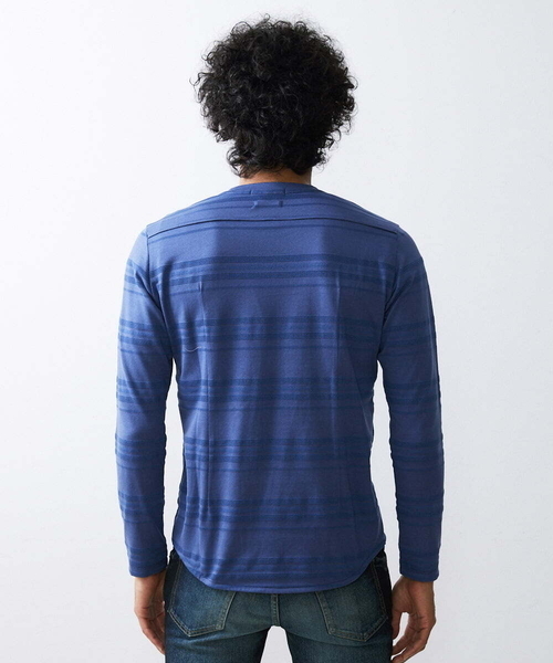 MICHEL KLEIN HOMME (ミッシェルクランオム)の「《日本製》ボーダークルーネックカットソー(Tシャツ/カットソー・メンズ・パープル/ホワイト/ブラック・X-LARGE/MEDIUM/LARGE)」の8枚目の写真
