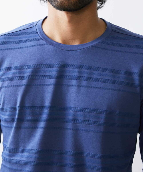 MICHEL KLEIN HOMME (ミッシェルクランオム)の「《日本製》ボーダークルーネックカットソー(Tシャツ/カットソー・メンズ・パープル/ホワイト/ブラック・X-LARGE/MEDIUM/LARGE)」の9枚目の写真
