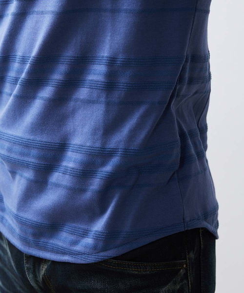 MICHEL KLEIN HOMME (ミッシェルクランオム)の「《日本製》ボーダークルーネックカットソー(Tシャツ/カットソー・メンズ・パープル/ホワイト/ブラック・X-LARGE/MEDIUM/LARGE)」の11枚目の写真