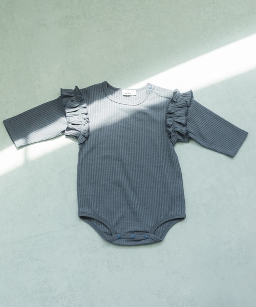 pairmanon（ペアマノン）の「【かぞくおそろい】 【ベビー】袖 フリル ワッフル 長袖 ロンパース（ロンパース・キッズ・ブラック系その他/グレー系その他/ベージュ系その他/ダークブルー/ブルー系その他/パープル系その他/ブラック/ピンク/グリーン系その他2/ブルー系その他4/パープル系その他2/ピンク系その他3/グレイッシュベージュ・70/80）」の8枚目の写真