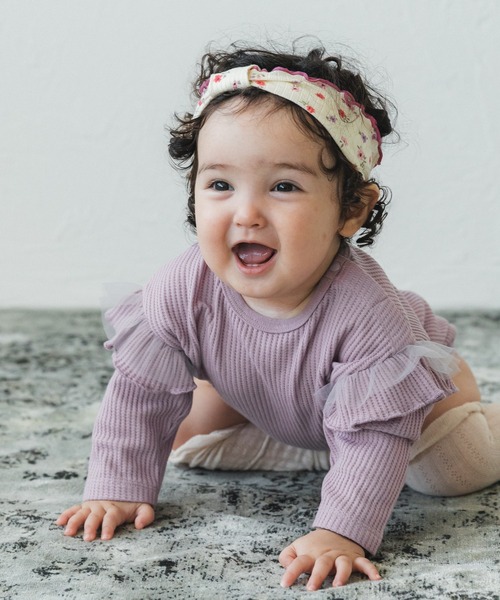 pairmanon（ペアマノン）の「【かぞくおそろい】 【ベビー】袖 フリル ワッフル 長袖 ロンパース（ロンパース・キッズ・ブラック系その他/グレー系その他/ベージュ系その他/ダークブルー/ブルー系その他/パープル系その他/ブラック/ピンク/グリーン系その他2/ブルー系その他4/パープル系その他2/ピンク系その他3/グレイッシュベージュ・70/80）」の10枚目の写真