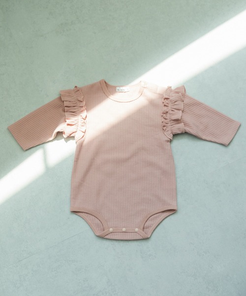 pairmanon（ペアマノン）の「【かぞくおそろい】 【ベビー】袖 フリル ワッフル 長袖 ロンパース（ロンパース・キッズ・ブラック系その他/グレー系その他/ベージュ系その他/ダークブルー/ブルー系その他/パープル系その他/ブラック/ピンク/グリーン系その他2/ブルー系その他4/パープル系その他2/ピンク系その他3/グレイッシュベージュ・70/80）」の12枚目の写真