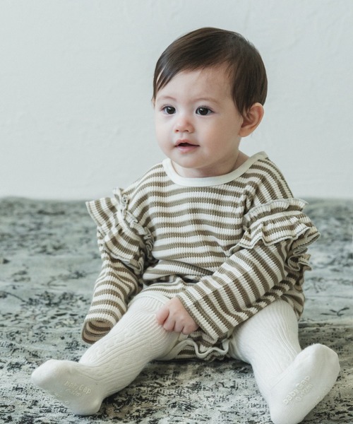 pairmanon（ペアマノン）の「【かぞくおそろい】 【ベビー】袖 フリル ワッフル 長袖 ロンパース（ロンパース・キッズ・ブラック系その他/グレー系その他/ベージュ系その他/ダークブルー/ブルー系その他/パープル系その他/ブラック/ピンク/グリーン系その他2/ブルー系その他4/パープル系その他2/ピンク系その他3/グレイッシュベージュ・70/80）」の7枚目の写真