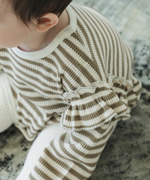 pairmanon（ペアマノン）の「【かぞくおそろい】 【ベビー】袖 フリル ワッフル 長袖 ロンパース（ロンパース・キッズ・ブラック系その他/グレー系その他/ベージュ系その他/ダークブルー/ブルー系その他/パープル系その他/ブラック/ピンク/グリーン系その他2/ブルー系その他4/パープル系その他2/ピンク系その他3/グレイッシュベージュ・70/80）」の14枚目の写真