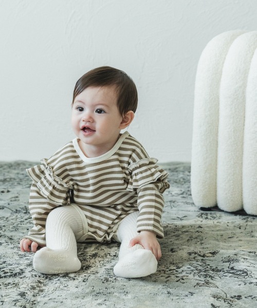 pairmanon（ペアマノン）の「【かぞくおそろい】 【ベビー】袖 フリル ワッフル 長袖 ロンパース（ロンパース・キッズ・ブラック系その他/グレー系その他/ベージュ系その他/ダークブルー/ブルー系その他/パープル系その他/ブラック/ピンク/グリーン系その他2/ブルー系その他4/パープル系その他2/ピンク系その他3/グレイッシュベージュ・70/80）」の15枚目の写真