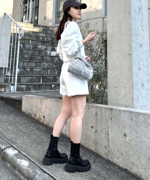 CIAOPANIC TYPY(チャオパニックティピー)の「【WEB限定】【in a good mood】ボリュームスリーブニットセットアップ(アンサンブル・レディース・オフホワイト/ブラック・ONE SIZE)」の7枚目の写真