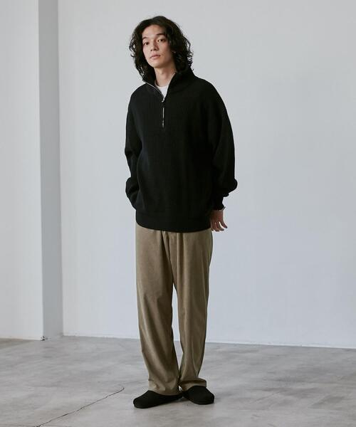 coen（コーエン）の「ビッグシルエットアゼ編みハーフジップバルキーニット（ニット/セーター・メンズ・モカ/ブラック/オフホワイト・L/XL/S/M）」の8枚目の写真