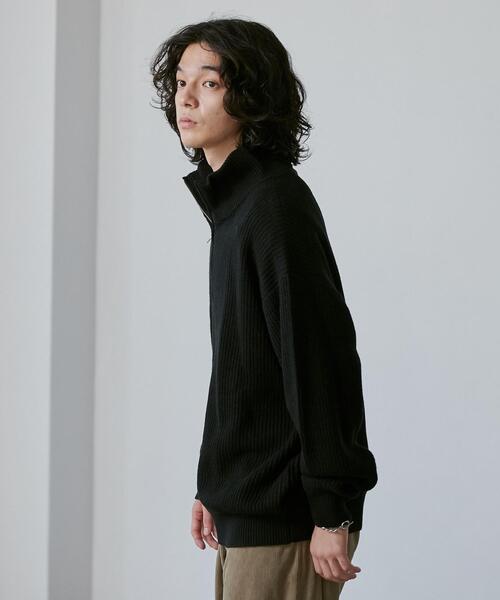 coen（コーエン）の「ビッグシルエットアゼ編みハーフジップバルキーニット（ニット/セーター・メンズ・モカ/ブラック/オフホワイト・L/XL/S/M）」の9枚目の写真