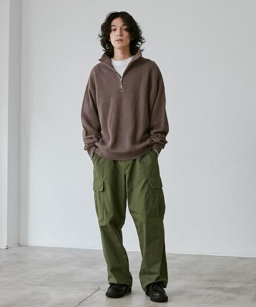 coen（コーエン）の「ビッグシルエットアゼ編みハーフジップバルキーニット（ニット/セーター・メンズ・モカ/ブラック/オフホワイト・L/XL/S/M）」の11枚目の写真