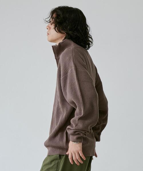 coen（コーエン）の「ビッグシルエットアゼ編みハーフジップバルキーニット（ニット/セーター・メンズ・モカ/ブラック/オフホワイト・L/XL/S/M）」の12枚目の写真