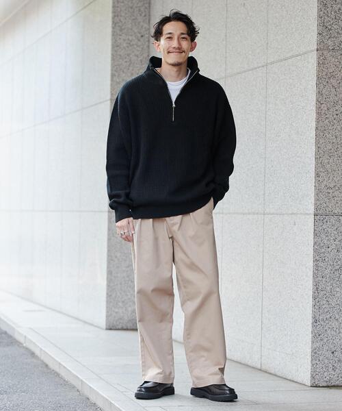 coen（コーエン）の「ビッグシルエットアゼ編みハーフジップバルキーニット（ニット/セーター・メンズ・モカ/ブラック/オフホワイト・L/XL/S/M）」の14枚目の写真