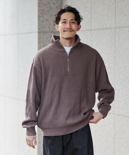 coen（コーエン）の「ビッグシルエットアゼ編みハーフジップバルキーニット（ニット/セーター・メンズ・モカ/ブラック/オフホワイト・L/XL/S/M）」の17枚目の写真