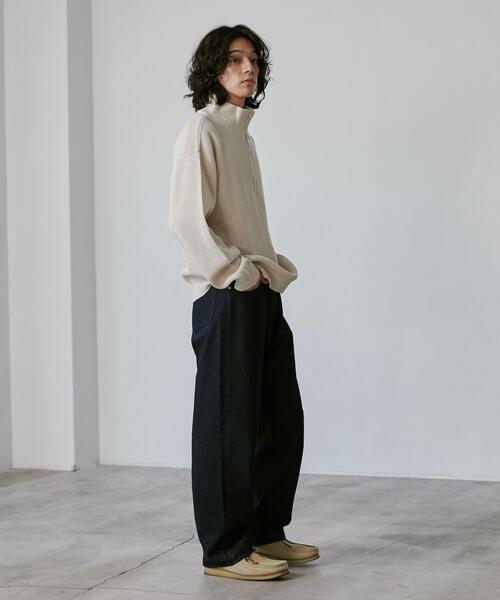 coen（コーエン）の「ビッグシルエットアゼ編みハーフジップバルキーニット（ニット/セーター・メンズ・モカ/ブラック/オフホワイト・L/XL/S/M）」の20枚目の写真