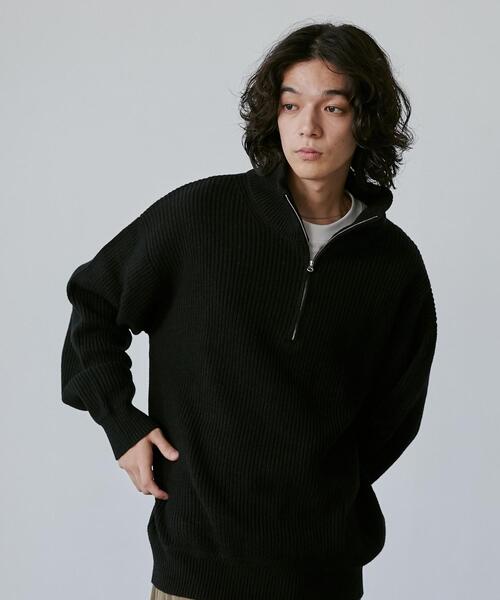 coen（コーエン）の「ビッグシルエットアゼ編みハーフジップバルキーニット（ニット/セーター・メンズ・モカ/ブラック/オフホワイト・L/XL/S/M）」の21枚目の写真