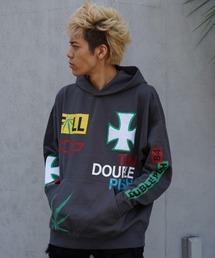 TAIN DOUBLE PUSH/タインダブルプッシュ/T CROSS EMBROIDERY P/O HOODIE