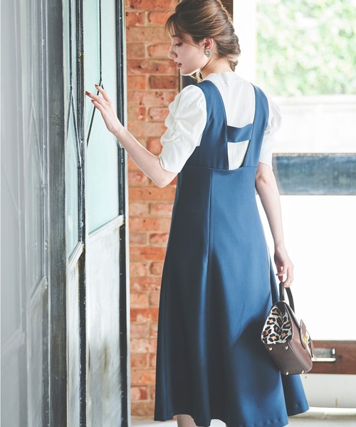 LAISSE PASSE（レッセパッセ）の「タック&ギャザー五分袖ニットプルオーバー（ニット/セーター・レディース・ブラック/ダルブルー系/アイボリー/モカ・MEDIUM）」の5枚目の写真