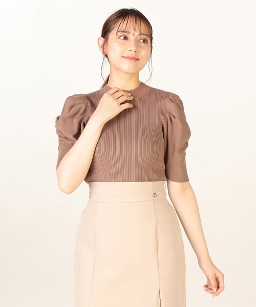 LAISSE PASSE（レッセパッセ）の「タック&ギャザー五分袖ニットプルオーバー（ニット/セーター・レディース・ブラック/ダルブルー系/アイボリー/モカ・MEDIUM）」の14枚目の写真