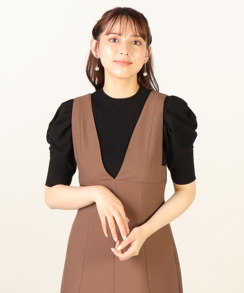 LAISSE PASSE（レッセパッセ）の「タック&ギャザー五分袖ニットプルオーバー（ニット/セーター・レディース・ブラック/ダルブルー系/アイボリー/モカ・MEDIUM）」の11枚目の写真