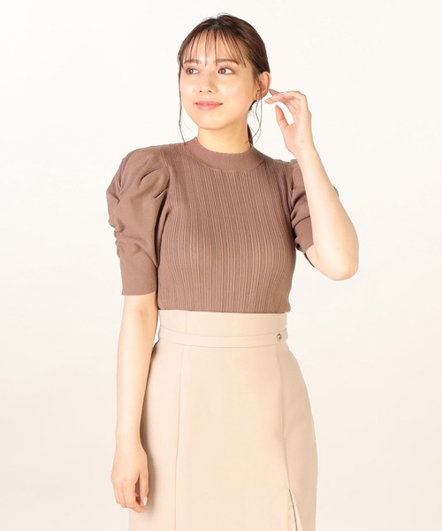 LAISSE PASSE（レッセパッセ）の「タック&ギャザー五分袖ニットプルオーバー（ニット/セーター・レディース・ブラック/ダルブルー系/アイボリー/モカ・MEDIUM）」の12枚目の写真