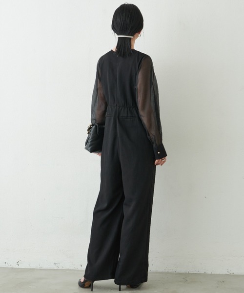 Aunt Marie's（アントマリーズ）の「袖シアーオールインワン/オケージョン（つなぎ/オールインワン・レディース・ブラック/ネイビー・S/M/L）」の6枚目の写真