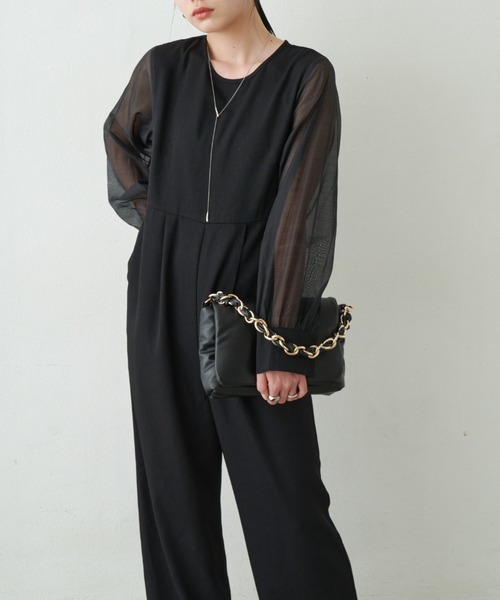 Aunt Marie's（アントマリーズ）の「袖シアーオールインワン/オケージョン（つなぎ/オールインワン・レディース・ブラック/ネイビー・S/M/L）」の8枚目の写真