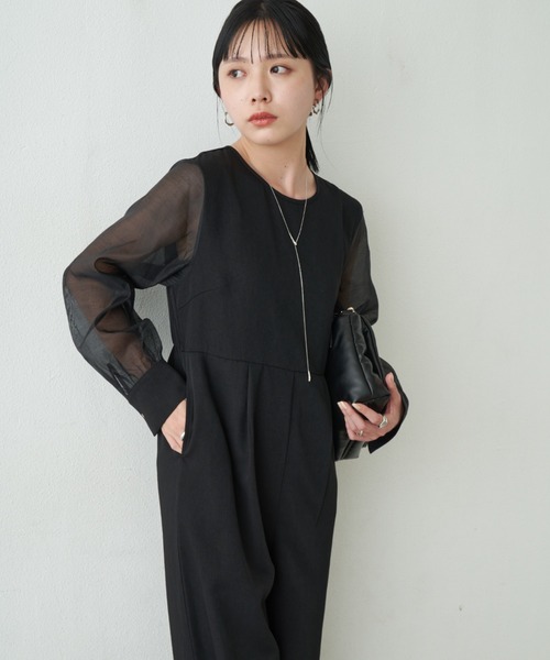 Aunt Marie's（アントマリーズ）の「袖シアーオールインワン/オケージョン（つなぎ/オールインワン・レディース・ブラック/ネイビー・S/M/L）」の9枚目の写真