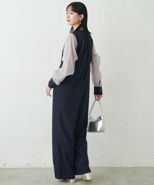 Aunt Marie's（アントマリーズ）の「袖シアーオールインワン/オケージョン（つなぎ/オールインワン・レディース・ブラック/ネイビー・S/M/L）」の13枚目の写真