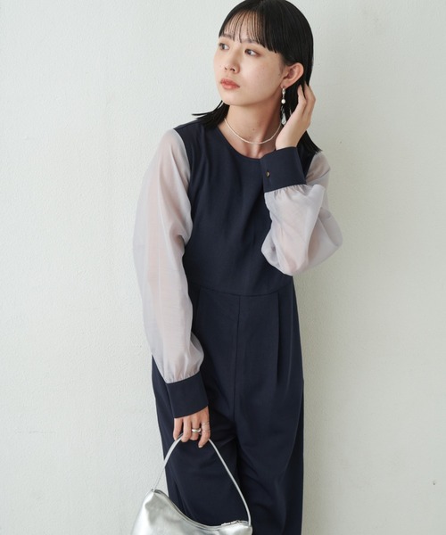 Aunt Marie's（アントマリーズ）の「袖シアーオールインワン/オケージョン（つなぎ/オールインワン・レディース・ブラック/ネイビー・S/M/L）」の15枚目の写真