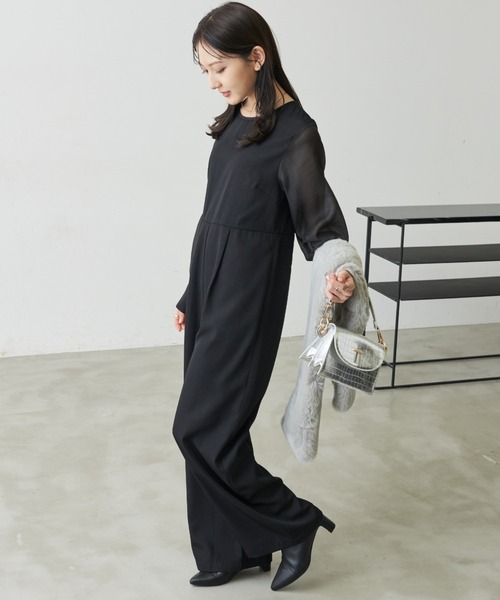 Aunt Marie's（アントマリーズ）の「袖シアーオールインワン/オケージョン（つなぎ/オールインワン・レディース・ブラック/ネイビー・S/M/L）」の21枚目の写真