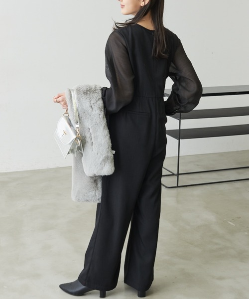 セール】袖シアーオールインワン/オケージョン（つなぎ/オールインワン