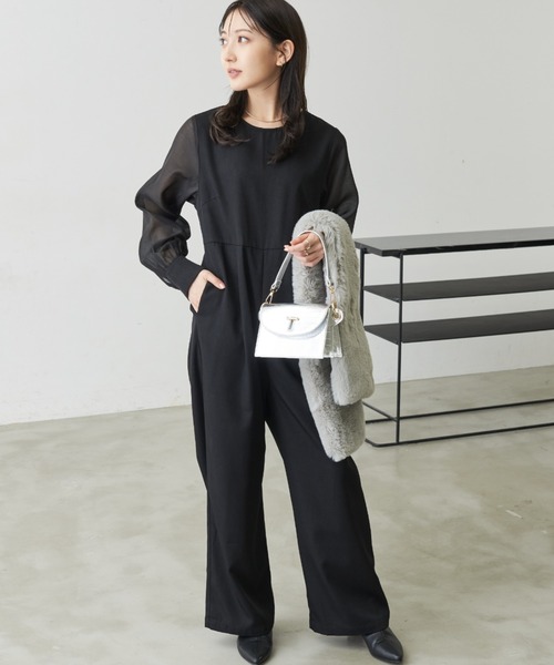 Aunt Marie's（アントマリーズ）の「袖シアーオールインワン/オケージョン（つなぎ/オールインワン・レディース・ブラック/ネイビー・S/M/L）」の20枚目の写真