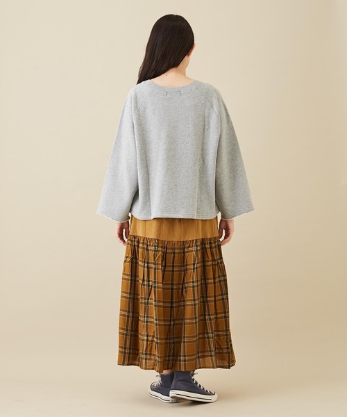 CUBE SUGAR（キューブシュガー）の「WEB限定カットソー×チェック切替ギャザースカート（スカート・レディース・イエロー/ブラウン/ネイビー・M）」の10枚目の写真