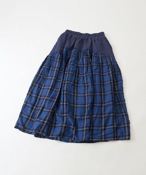 CUBE SUGAR（キューブシュガー）の「WEB限定カットソー×チェック切替ギャザースカート（スカート・レディース・イエロー/ブラウン/ネイビー・M）」の14枚目の写真
