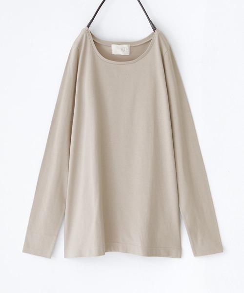 n'OrLABEL(ノアールレーベル)の「『シンプルクルーネックロンT』(Tシャツ/カットソー・レディース・ホワイト/グレイッシュベージュ/ラベンダー/グレイッシュブルー/ブルーグリーン/モカ/ダークグレー/ブラック・M/L/LL)」の16枚目の写真